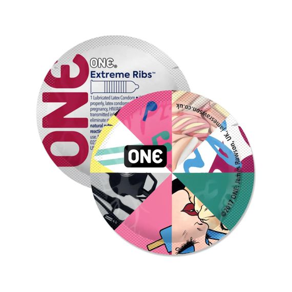 Набір латексних ребристих презервативів One Extreme Ribs у різному дизайні (ціна за 5 шт.) sexstyle | Зображення 2