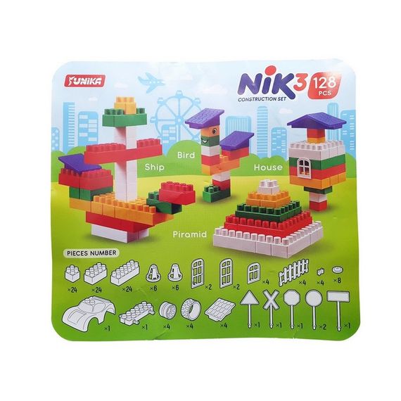 Детский конструктор с большими деталями "NIK-3" 71887, 128 деталей | Зображення 2