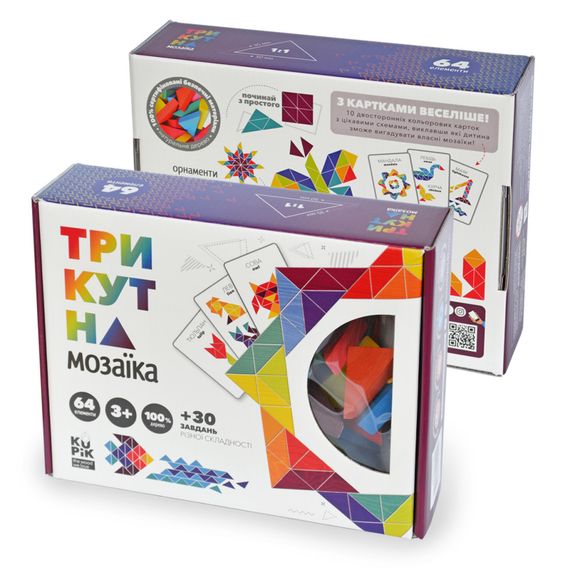 Дерев'яна гра "Трикутна мозаїка" Kupik 900194, 64 деталі | Зображення 2