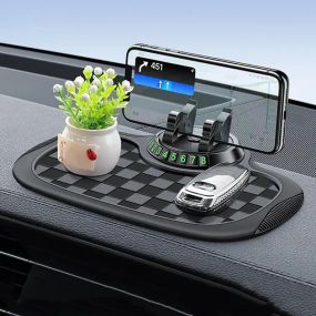 Многофункциональный нескользящий коврик с держателем для телефона и парковочной картой