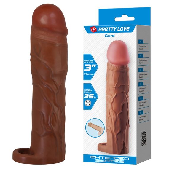 Удлиняющая насадка презерватив Pretty Love - Gerd 3" Brown, BI-026258-1 sexstyle | Зображення 1
