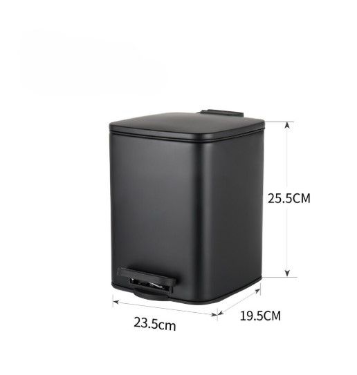 Відро для сміття Zerix Kubix-TC0106 Black з плавним закриттям, квадратне, 6 л, чорний (ZX5890) | Зображення 1