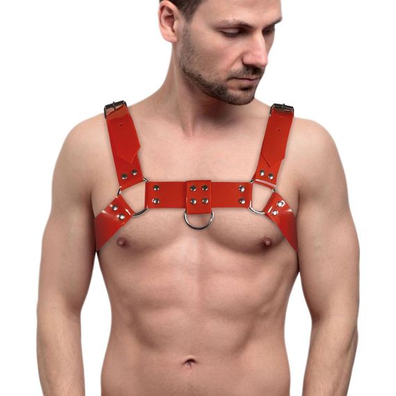 Чоловіча портупея на груди Feral Feelings - Bulldog Harness Red sexstyle