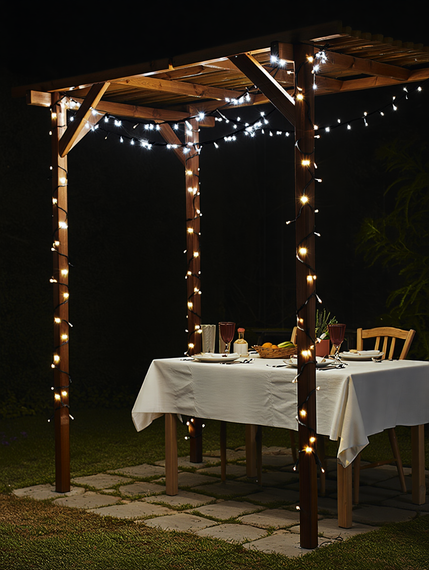 Новорічна гірлянда вулична 30 м 300 LED з сонячною батареєю чорний провід Білий SB300L30MBW | Зображення 2