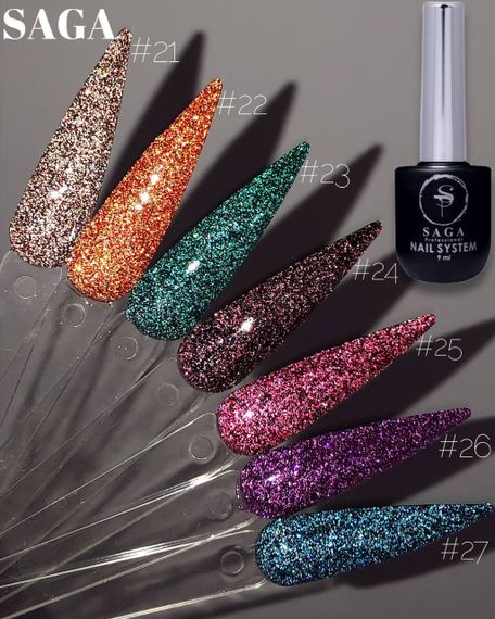 Світловідбиваючий гель-лак SAGA 23 Fiery 9мл | Зображення 6