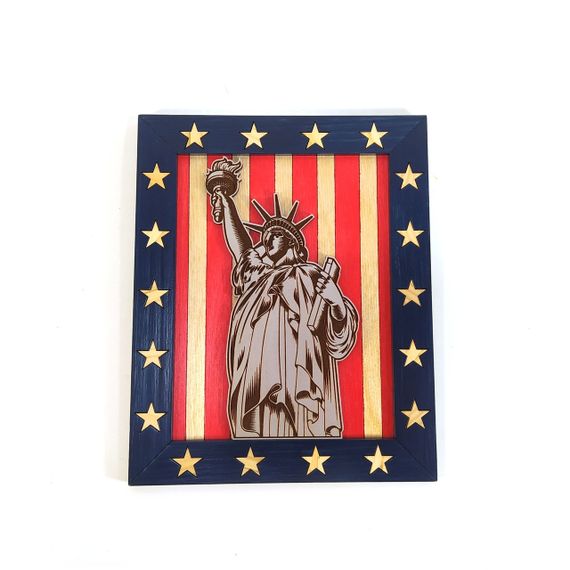 Деревянный постер (пано) на стену Статуя свободы Statue of Liberty Мастерская мистера Томаса 22.5х18 см