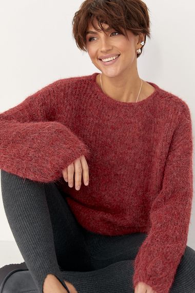 Мохерова кофта вільного фасону - бордо цвет, ONE SIZE (є розміри) | Зображення 4