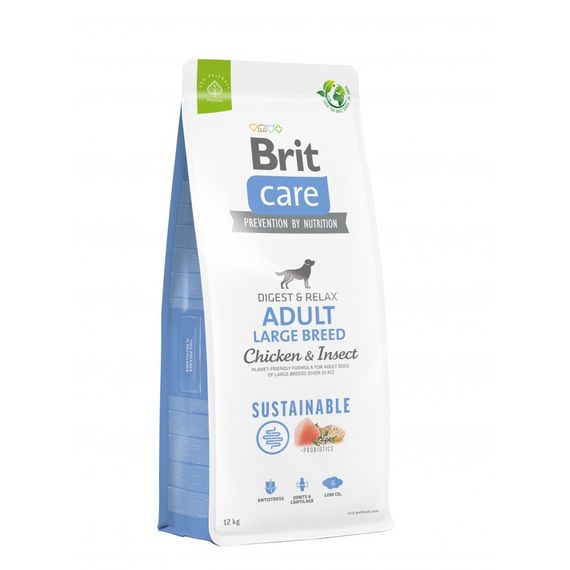 Корм сухий Brit Care Dog Sustainable Adult Large Breed для дорослих собак великих порід з куркою та комахами 12 кг