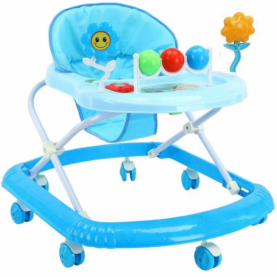 Дитячі ходунки з ігровою панеллю та батьківською ручкою / Ходунки для дітей із захисним козирком 26X-53 Блакитний | Зображення 2