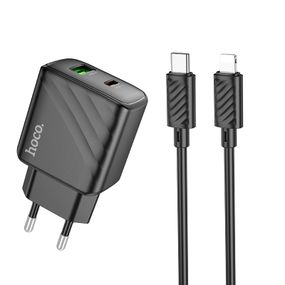 Зарядка для телефона. Адаптер. Мережевий зарядний пристрій Hoco CS23A 1 USB/1USB-C PD/QC 30W+Type-C to Lightning
