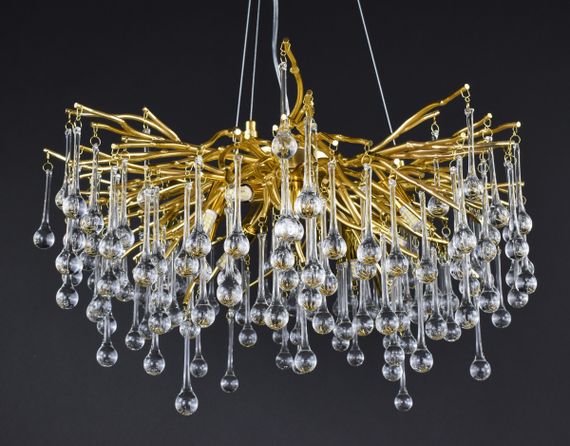 Люстра підвісна кришталева 27229 Золото 50-200х100х100 см. | Зображення 6