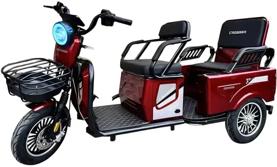 Электротрайк Crosser Transit TR-5 LFP 1500W 76.8V 30Ah, грузовой трехколесный электроскутер до 80 км, LiFePO4, 3 места Червоний | Зображення 5