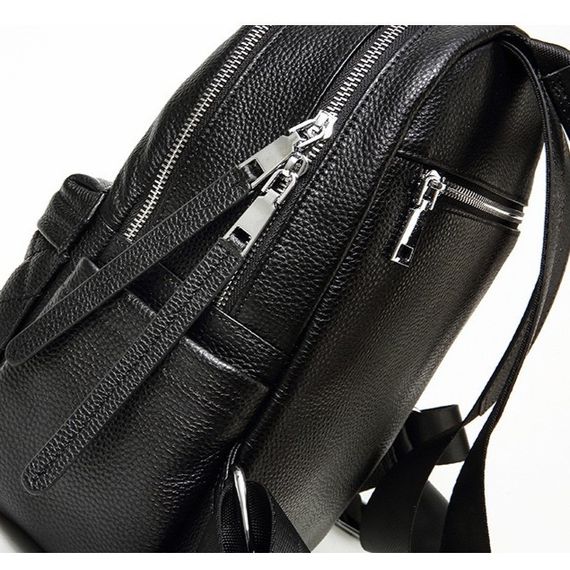 Жіночий шкіряний рюкзак міський. Модний рюкзак жіночий. Рюкзак з натуральної шкіри чорний 49334 | Зображення 4