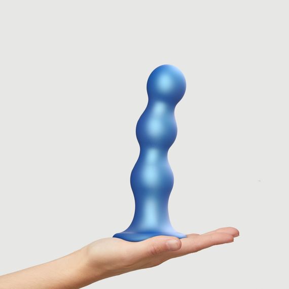 Насадка для страпона Strap-On-Me Dildo Plug Balls Blue Metallic XL | Зображення 1