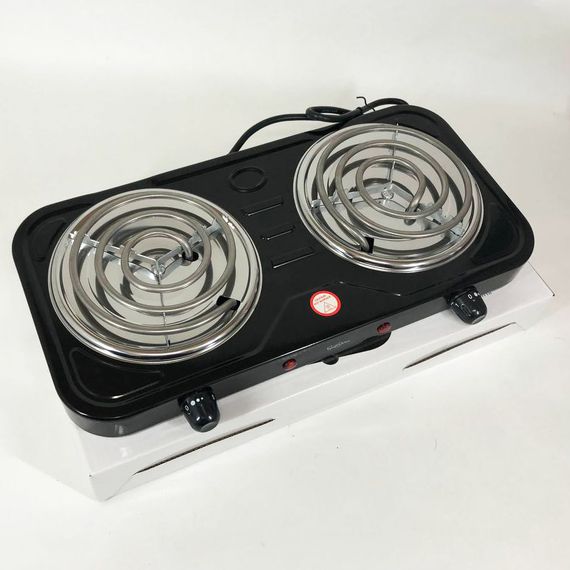 Плита електрична Suntera DP-1915 2 кВт, електроплита 2 конфорки, двокомфорочна плита. Колір: чорний | Зображення 1