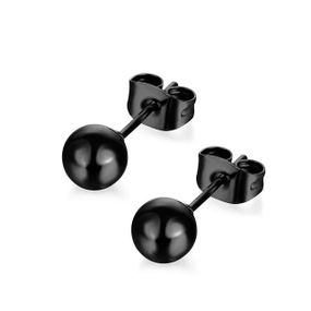 Жіночі чоловічі чорні сережки гвоздики кульки з нержавіючої сталі в готичному модному стилі панк 5 мм