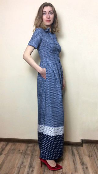 Штапельне довге плаття з кишенями П200 | Зображення 2