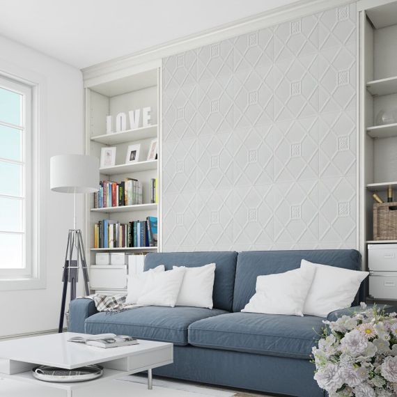 Самоклеюча 3D панель білий декор 700x700x4мм SW-00001351 | Зображення 4