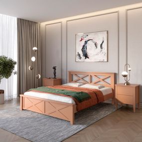 Двоспальне дерев&#039;яне ліжко Mebigrand Прованс Н Коричневий (RAL8025) 140х200 см (MBG-3091)