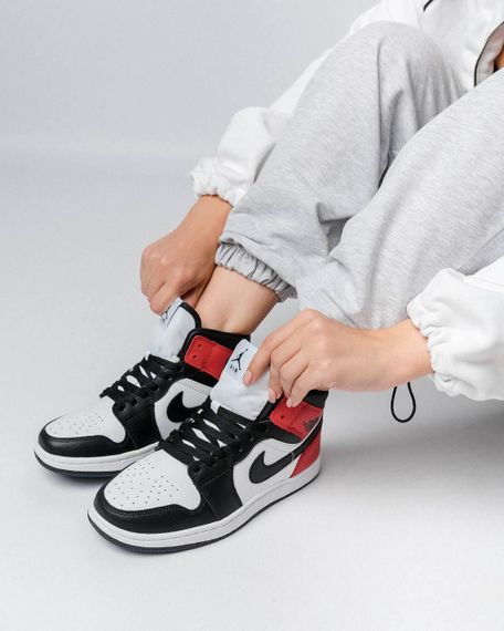 Женские кроссовки N-ik-e Air Jordan 1 Retro HD White Black Red , Вьетнам , весна/лето/осень 37 | Зображення 4