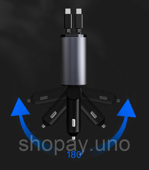 Автомобильное зарядное устройство с быстрой зарядкой 4в1 Lightning / Type-C / USB | Зображення 2