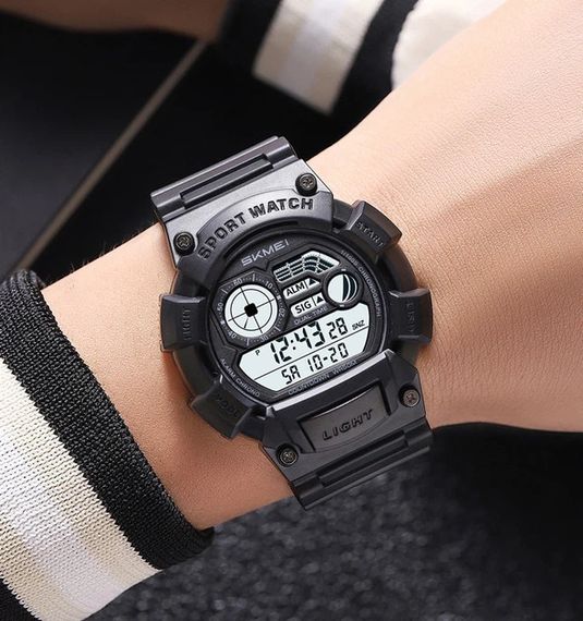 Годинник наручний чоловічий Skmei 2403BKWT чорний з білим | Зображення 2