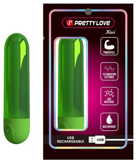 Вибропуля Pretty Love Kiwi зеленая, 8 х 1.8 см Sex Aura
