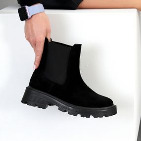 Черные повседневные ботинки челси натуральная замша низкий ход