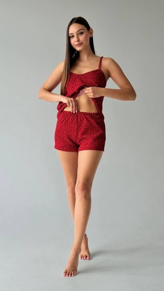 Піжамний комплект з візерунками у червоному кольорі | Зображення 4