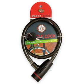 Замок велосипедный KIHUU LOCK 187, 10*80 тросовый, 2 ключа. Цвет: черный OV-95