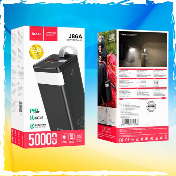 Павербанк Hoco J86A PB 50000mAh 22.5W. PowerBank 50000mAh 22.5W. Для роутера та гаджетів | Зображення 2