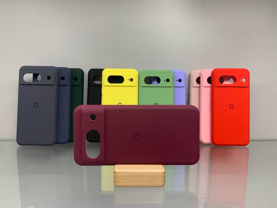 Google Pixel 8 Протиударний чохол з логотипом софт тач бордовий