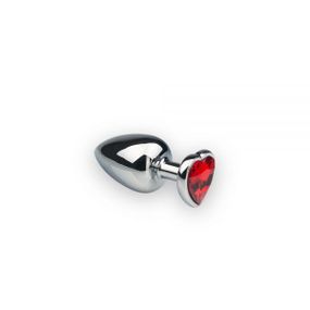 Анальна пробка металева срібна зі стразом Heart Ruby, S sexstyle