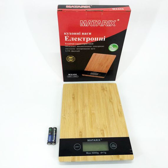 Весы кухонные MATARIX MX-406 5кг Wood, Кухонные весы для приготовления блюд, Весы для домашней кухни | Зображення 7