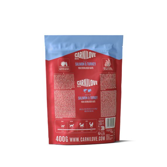 Сухий корм із лососем та індичкою для стерилізованих котів Carnilove Active Salmon & Turkey Sterilised, 400 гр | Зображення 1