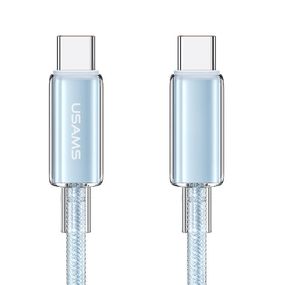 Дата кабель USAMS US-SJ660 Type-C to Type-C PD100W Cloud Series (1.2m) Blue