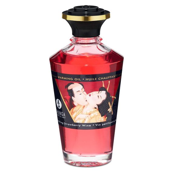 Разогревающее масло Shunga Aphrodisiac Warming Oil - Sparkling Strawberry Wine (100 мл) без сахара | Зображення 1