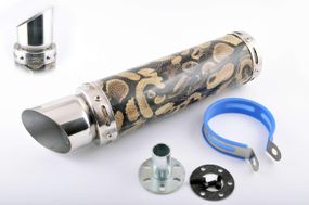 Глушник (тюнінг) 300*90mm, креп. Ø48 mm (неіржавка шкіра, зміїна шкіра, прямоток, тип:2)