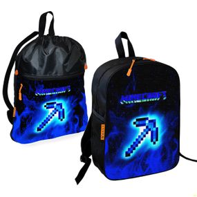 Школьный рюкзак детский Minecraft + Сумка для обуви спортивной формы рюкзак-мешок  для мальчика (01727)