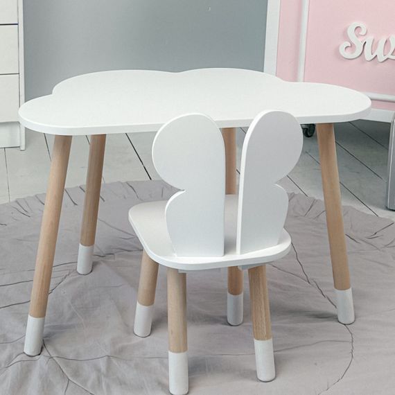 Стіл  хмарка і стільчик дитячий білий метелик. Столик для занять, ігор, їжі | Зображення 2