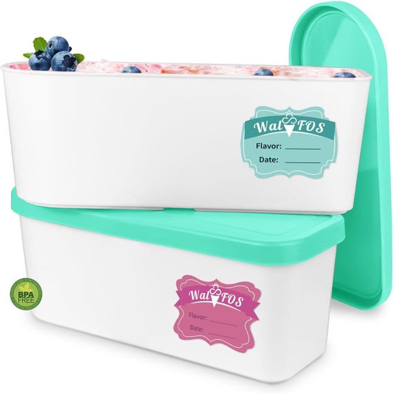 Контейнери для домашнього морозива комплект 2 шт 1.6 л, багаторазові з кришкою для йогуртів, сорбетів, зелені, лоток, судок