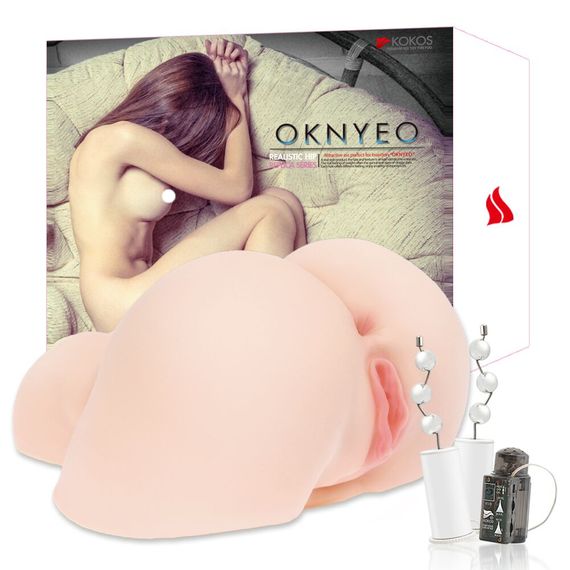 Мастурбатор-попка Kokos Oknyeo 2WayPlus з функцією масажу та вібрацією, два входи: вагіна та попка | Зображення 6