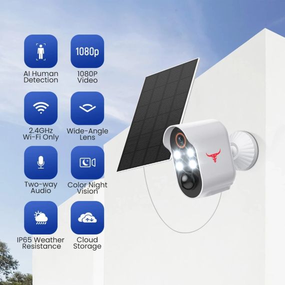 Беспроводная камера видеонаблюдения HubFlashy 1080P с солнечной батареей и 4 прожекторами | Зображення 3