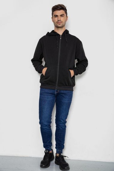Кофта чоловіча на флісі з капюшоном, колір чорний, 244R2493 | Зображення 1