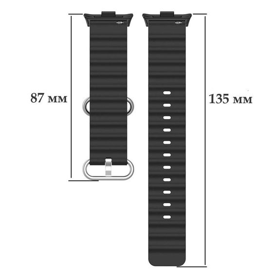 Силіконовий ремінець Primo Ocean для годинника Xiaomi Redmi Watch 5 / Xiaomi Smart Band 9 Pro - Black | Зображення 4