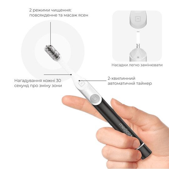 Звуковая зубная щетка Medica+ ProBrush 7.0 Compact Black гарантия 1 год | Зображення 8