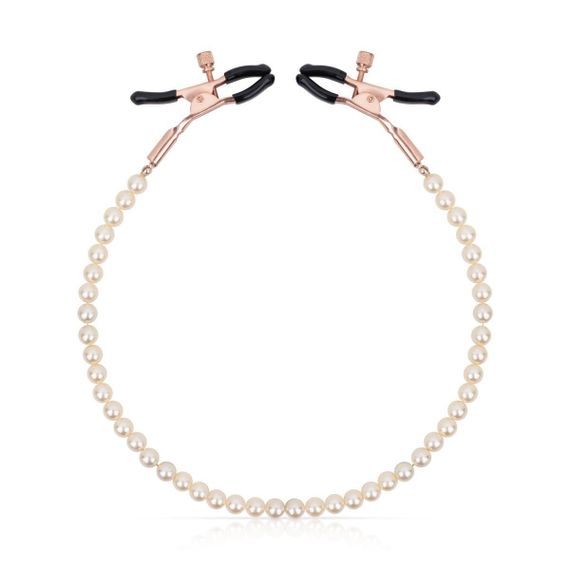 Зажимы для сосков с жемчужной цепочкой Rosy Gold - Nipple Clamps Pearls Sex Aura | Зображення 4