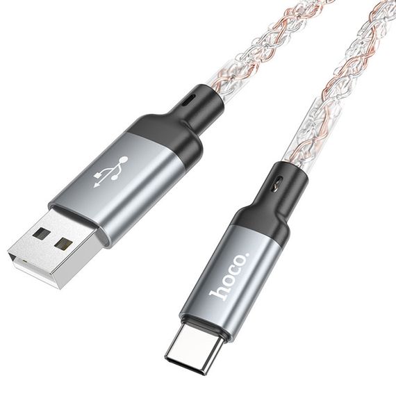 Дата кабель Hoco U112 Shine 2.4A USB to Type-C (1m) Gray | Зображення 3