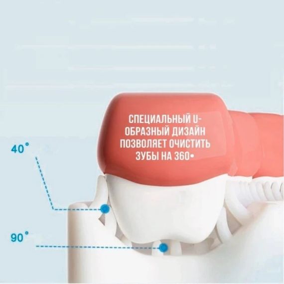 Дитяча U-подібна зубна щітка капа 2-12 років для хлопчиків на 360 градусів Синя | Зображення 2