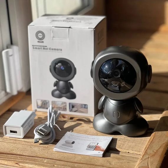 Поворотная видеокамера от USB 360° Q1, Черная / Цифровая видеоняня с микрофоном / Проводная камера наблюдения для детей и животных | Зображення 7